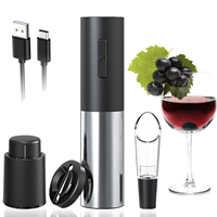 Electric Wine Corkscrew For Christmas Gift USB Rechargeable Beer Bottle Opener with Foil Cutter, Vacuum Stoppers Kitchen Tool