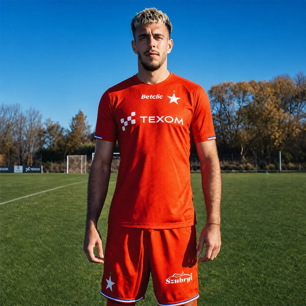 Wisła Kraków 2026 Team Short Sleeved Shirt Quick Drying Breathable Sports Set for Adult And Children Fans of Polish League