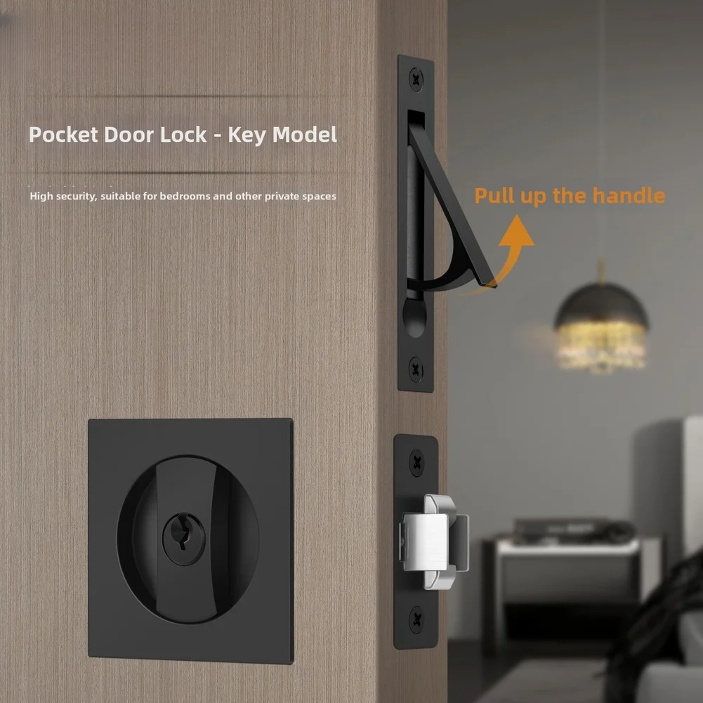 Door Lock for kit Made of Zinc Alloy with for Sliding Barn Wood Doors Flush Mounted Design for Minimalist Interiors