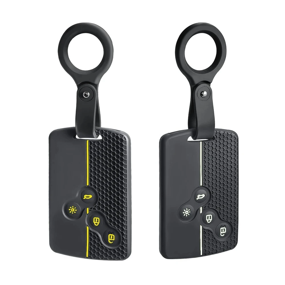 Silicone Key Case for Renault Megan 3 Laguna Fluence NEMA Clio 4 Captur Zoe Card 4 Button Key Cover Remote Protection Keychain