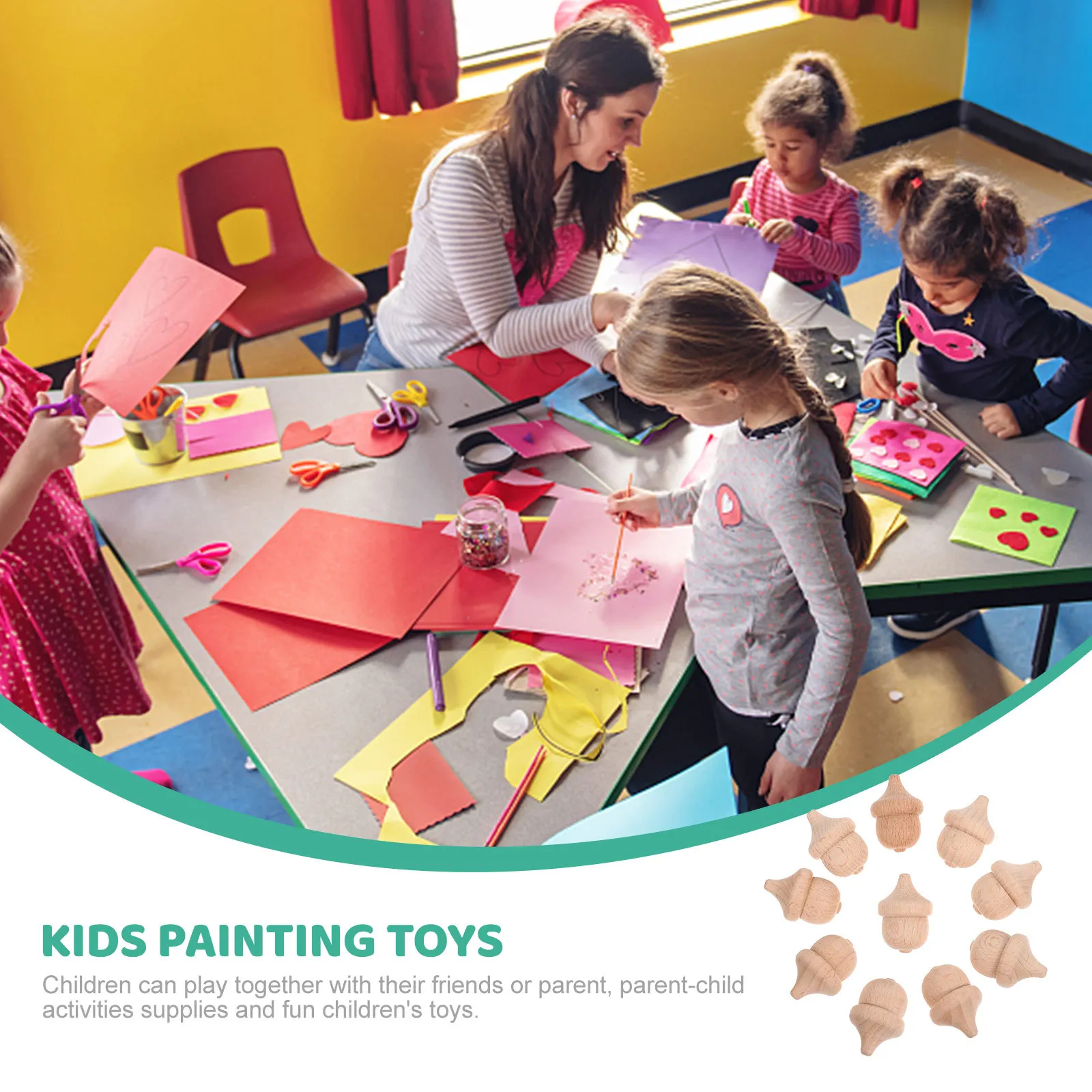 10 pièces non peint gland artisanat en bois pour enfants peinture à la main décor à la maison Graffiti gland enfants artisanat activité bois inachevé