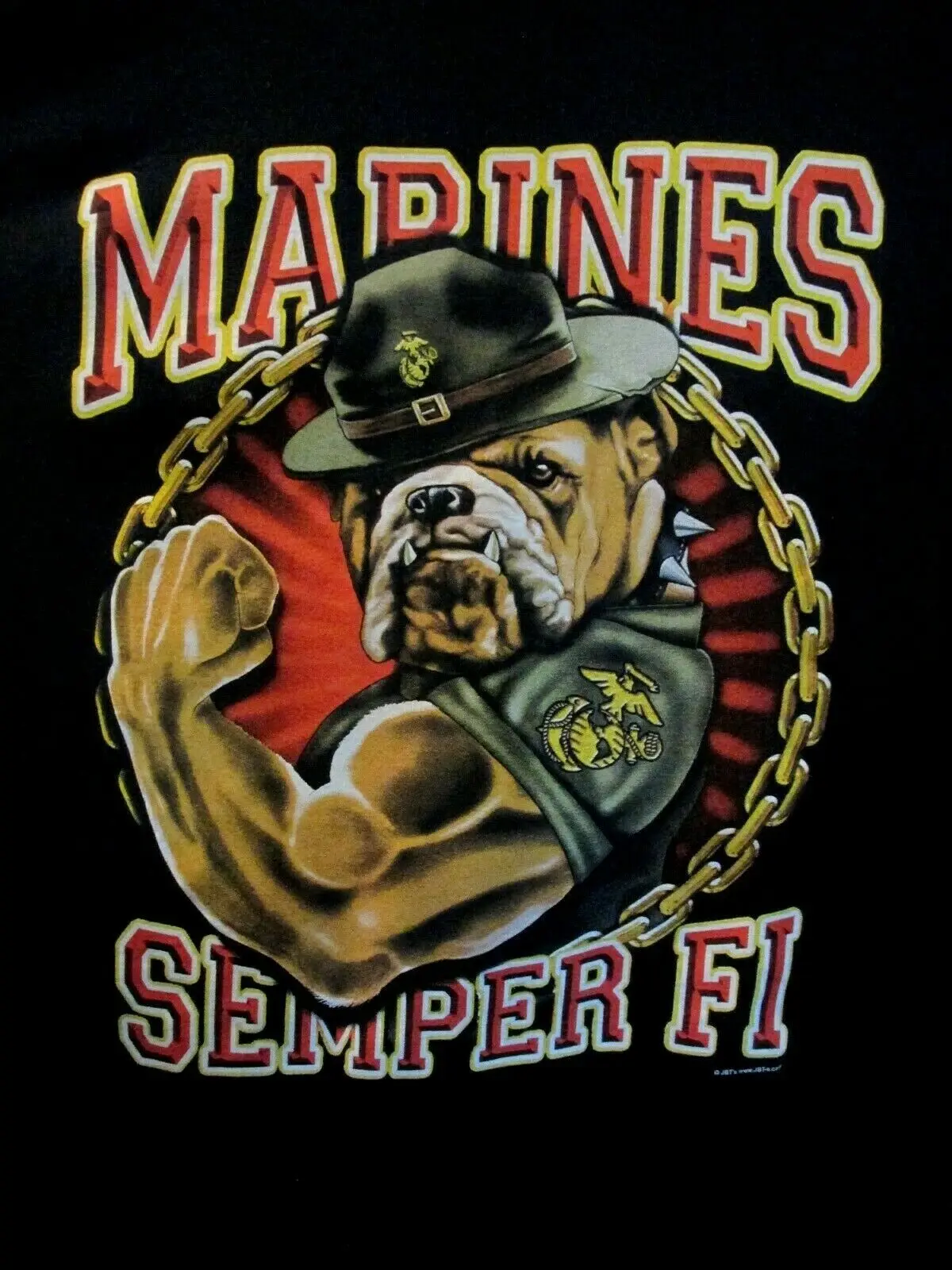 

USMC Marines Semper Fi Chesty The Bulldog Graphic T-Shirt Breathable Top, Loose Casual Mens T-shirt S-3XL