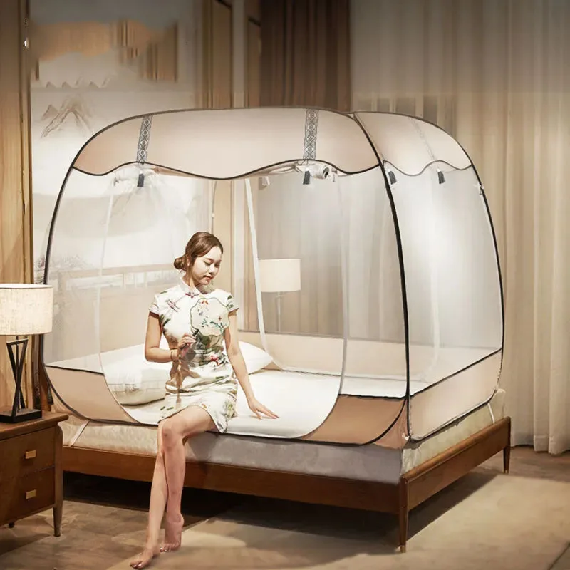 Installation-free Yurt Mosquito Net Household 1.2m 1.5m 1.8m 2m Bed Mosquito Net Encrypted Cellular Network Mosquito Net
