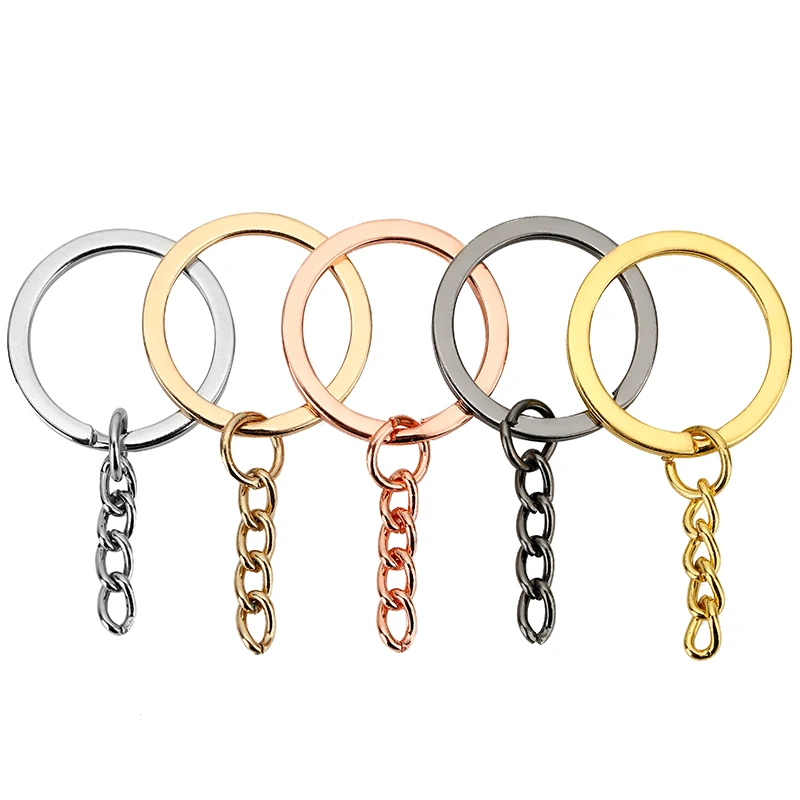 10 Stks/partij 25Mm Goud Zwart Metaal Sleutelhangers Met Open Splitring Nooit Vervagen Hoge Quaility Sleutelhangers