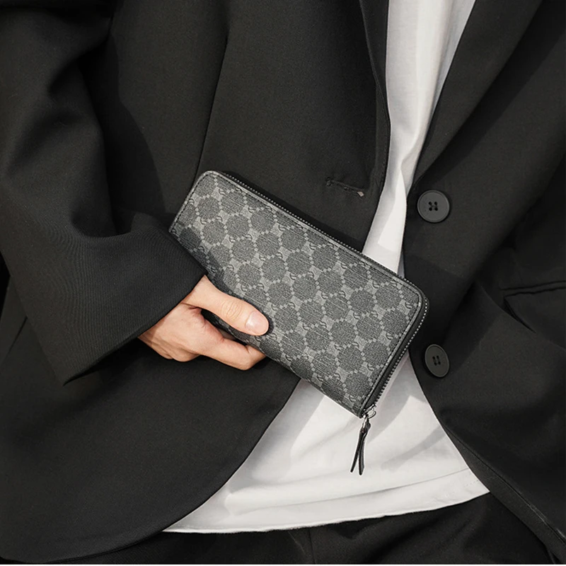 New Designer Long Men Wallet and Clutch Purse for Man Bag Luxury Brand Male Wallet Women Zipper Credit Card Holder Phone Bag