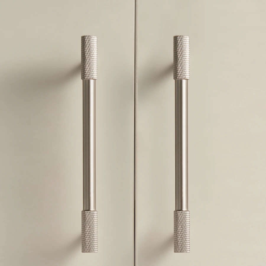 Solid Brass Nickel Brushed Silver Knurled Classic Luxury kitchen Knobs Furniture Door Handle Available In Multiple Sizes