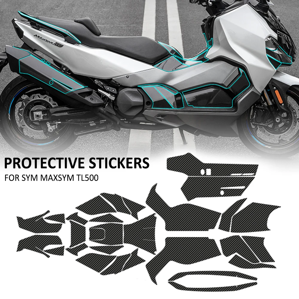 NEW FOR SYM MAXSYM TL500 TL 500 TL508 TL 508 Motorcycle Body Rubber Carbon Fiber Pattern Decorative Decal Protective Sticker Pad