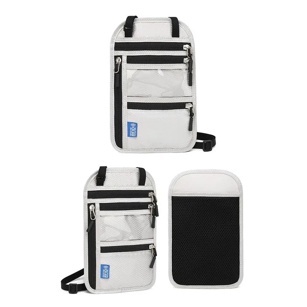 

RFID Blocking RFID Passport Bag Multi-Pockets Waterproof Passport Document Bag Anti-theft with Adjustable Neck Strap Neck Wallet