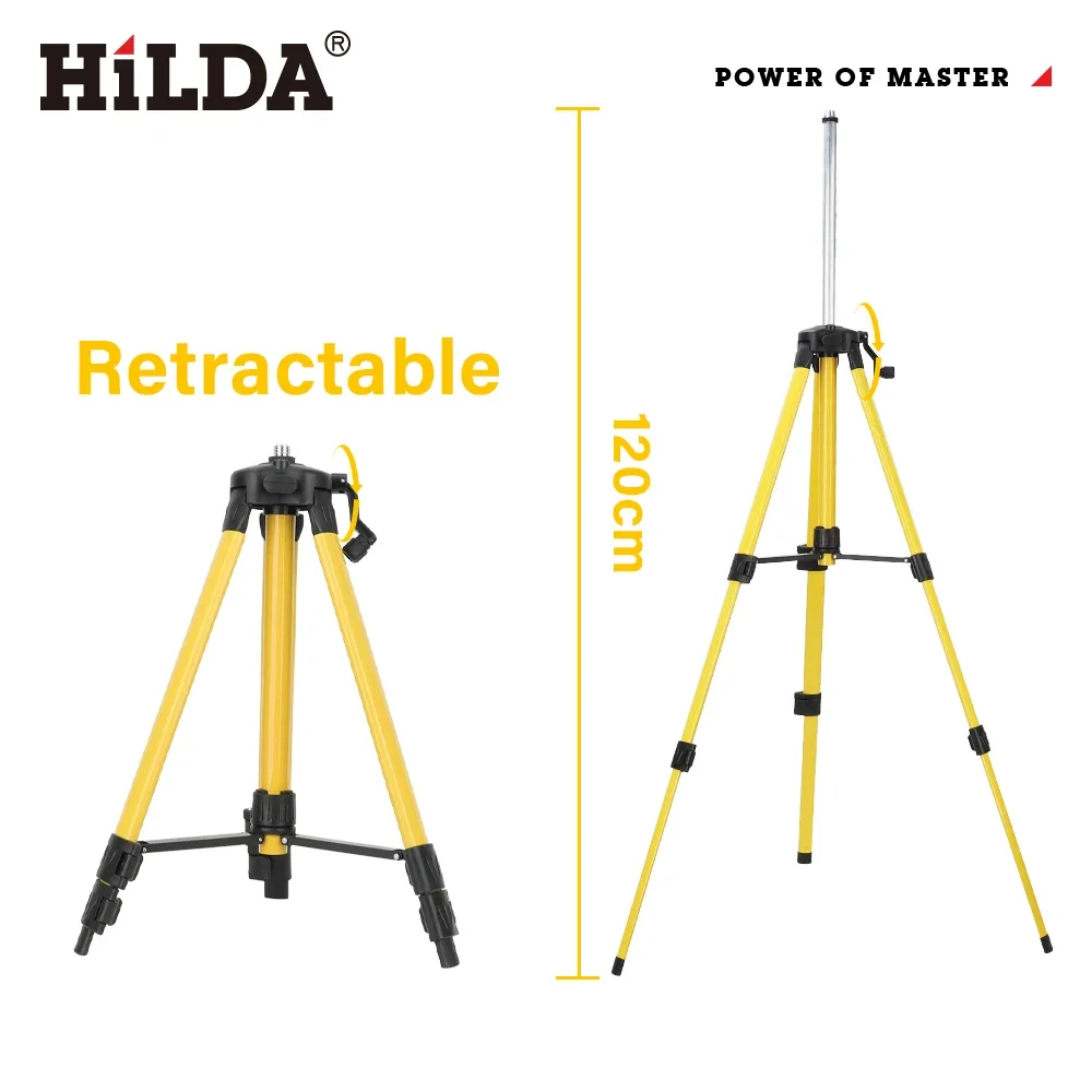 HILDA Laser Level Tripod 1.2M/1.5M 5/8 Inch Adjustable Height Thick Ferroalloy Tripod Laser Level Stand Base for Self Leveling