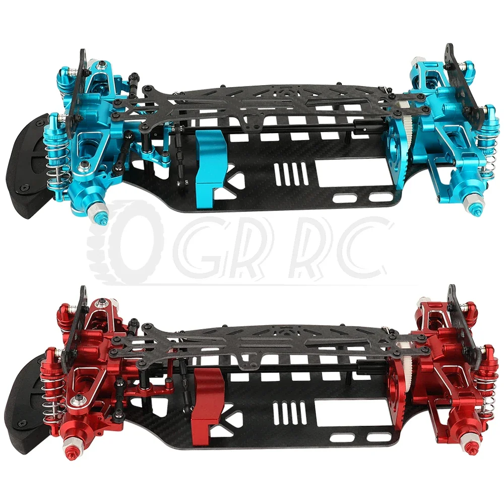 Metal Alloy & Carbon Fiber Frame Chassis with Shock Absorbers Belt Drive For Tamiya TT01 TT-01 1/10 RC Car Upgraded Parts