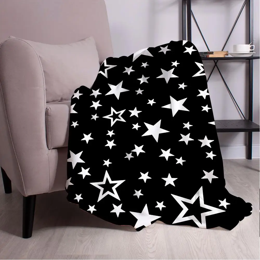 3D reflective glitter five-pointed star Throw  Blanket Aesthetic Art Flannel Blanket Portable Home Travel Camping Sofa Picnic Th