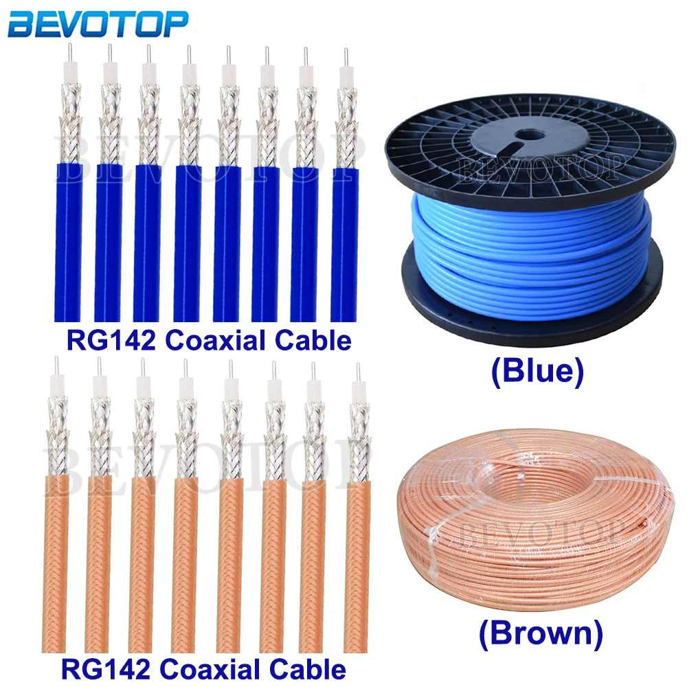 RG142 50-3 Double Shielded Brown/Blue FEP Jacket RF Coaxial Cable RG-142 Coax Cable 50Ohm  Low Loss High Quality 1M-200M