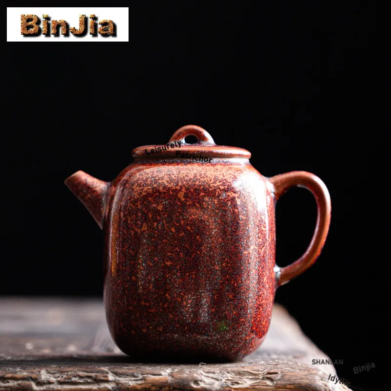100ml Kiln Change Spotted Wine Black Square Teapot Retro Tea Infuser Pot Tea Making Kettle with Ball Hole Tableware Decoration