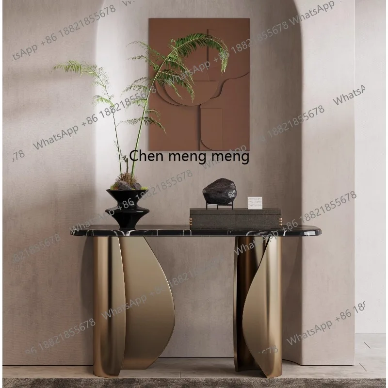 

Home entrance cabinet simple marble end view table light luxury strip case corridor hotel lobby table