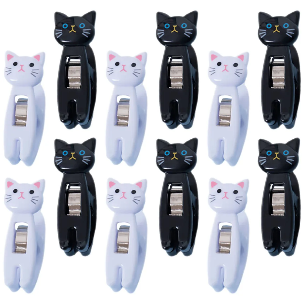 12 قطعة مذكرة لطيف القط ملاحظة المشابك متعددة الوظائف حامل القرطاسية البلاستيكية لمكتب مقاطع ديكور المنزل القط مذكرة كليب #6