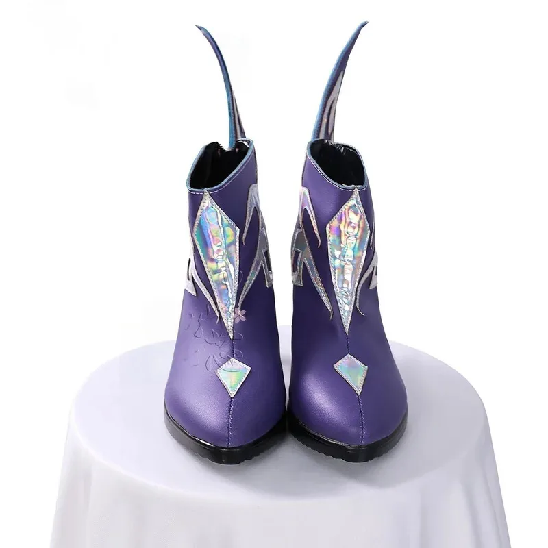 Qq28LQSkirk Permainan Cosplay Kulit Baru Sepatu Genshin Impact Aksesori Kostum Alat Peraga Kostum Halloween Anime untuk Wanita Sepatu Hak Tinggi