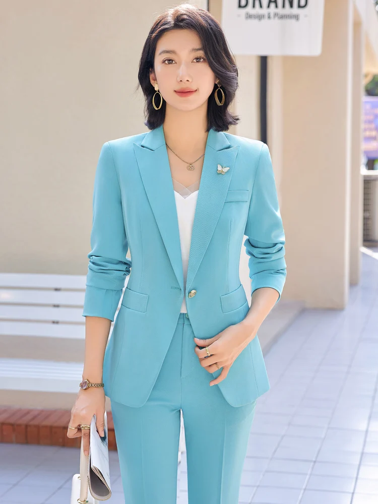 

Orange Suit Set for Women Profional Workwear Managerial High End Spring Autumn Sle Commute Slim Fit Polyester Long Sve