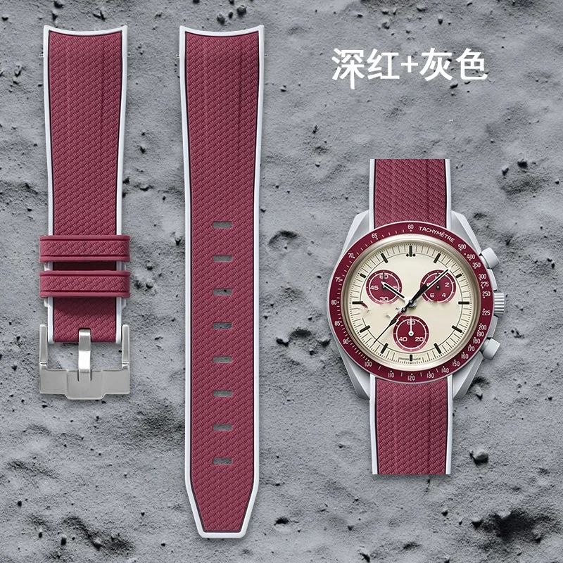 Schnellwechsel-Armband aus Silikon, 20 mm, für Omega, Swatch MoonSwatch, Rolex, gebogenes Taucherarmband, elastisches Gummi-Uhrenarmband. – Detail 3