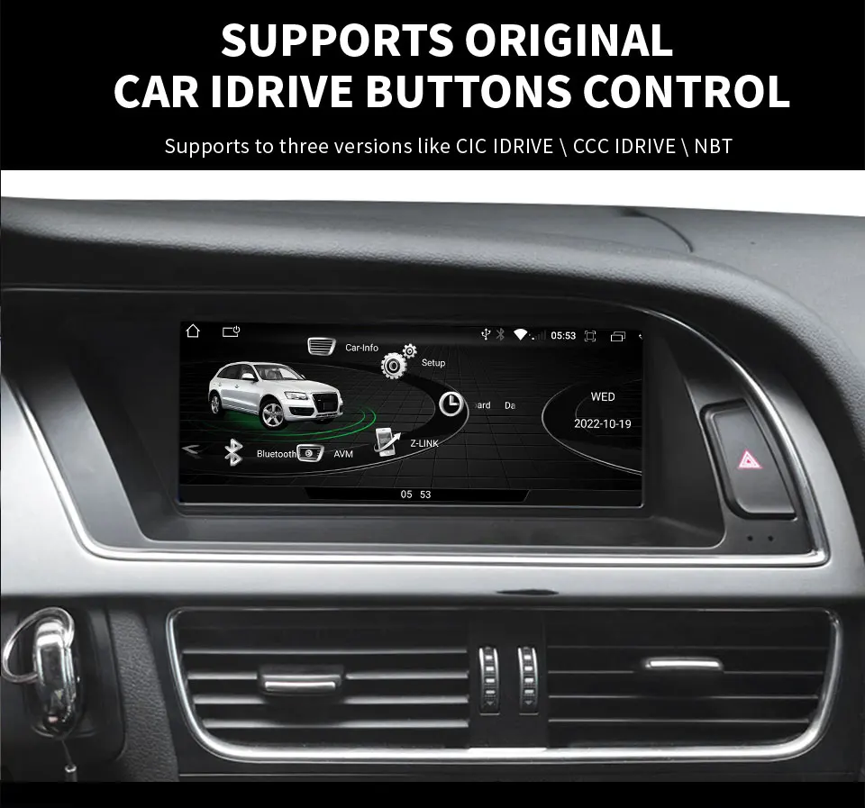 Lecteur de voiture sans fil Carplay Android 13, 8 cœurs, CPU, navigation GPS, Google Play Store, tablette pour Audi A4, B8, 2009-2016