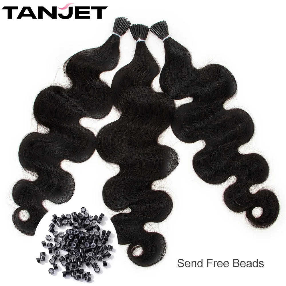 Body Wave I Tip Microlink Human Hair Extensions For Black Women Natural Wavy Italian Keratin Capsule Micro Ring Hair Extensions