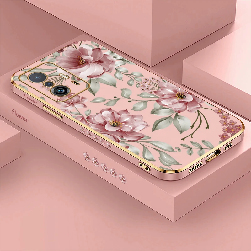 Shockproof Phone Case For Xiaomi Mi 11T 10 Pro 9T 11i 10T 11 Lite 5G NE 11X Pro Floral Painting Plating Silicone Soft Cover