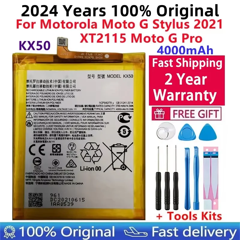 100% Original New High Quality Replacement Battery KX50 For Motorola Moto G Stylus 2021 XTt2115 Batteries