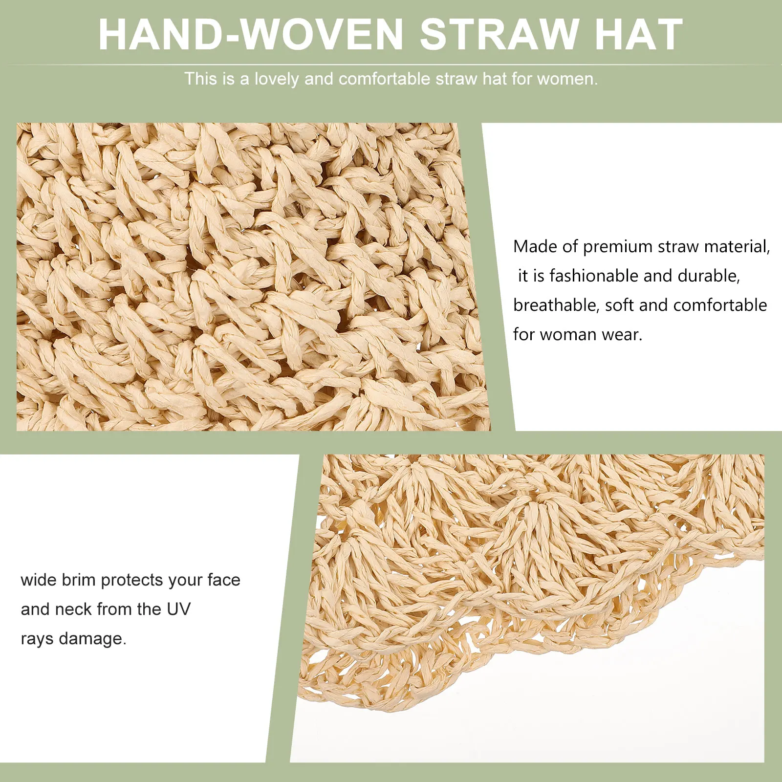 

Sun Hat Chic Block Straw Stylish Casual Hand-woven Protection Cap Women's Hats & Caps