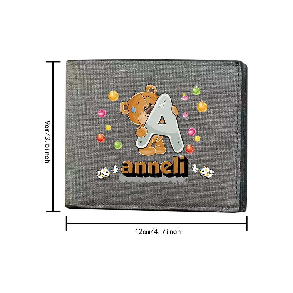 Personalized Customized Name Men Canvas Wallet Foldable Bank Holder Short Purse Simple and Durable Pocketbook Credit Case Bag