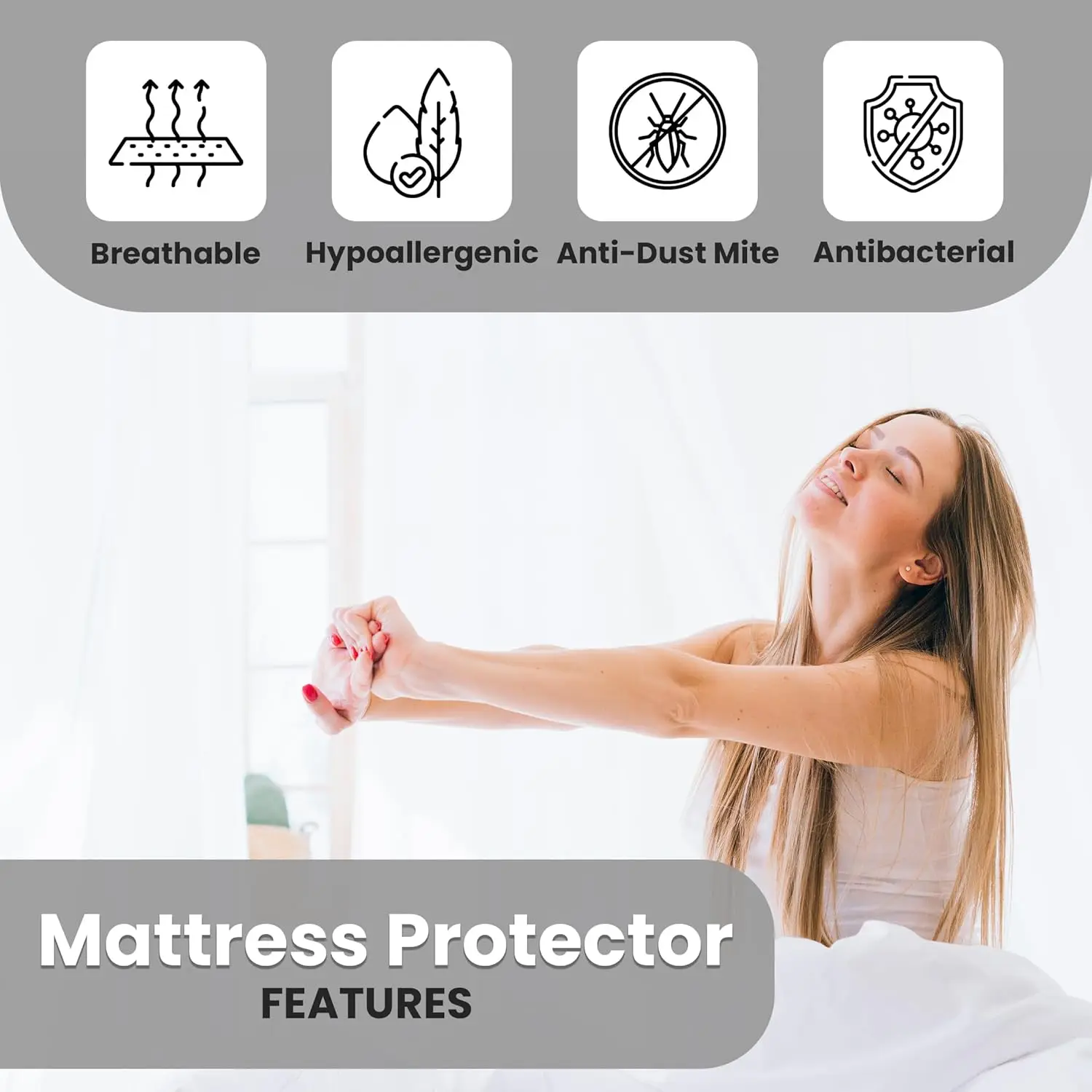 

Mattress Protector Charcoal Infused, 100% Water Proof, Breathable & Cooling, 12-16 Deep Pocket,Charcoal,Queen