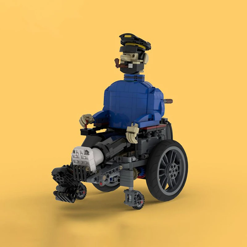 845pcs MOC Popular Anime Captain Haddock in A Wheelchair Characters Brick Model Assembled Toys Creative Children's Holiday Gifts