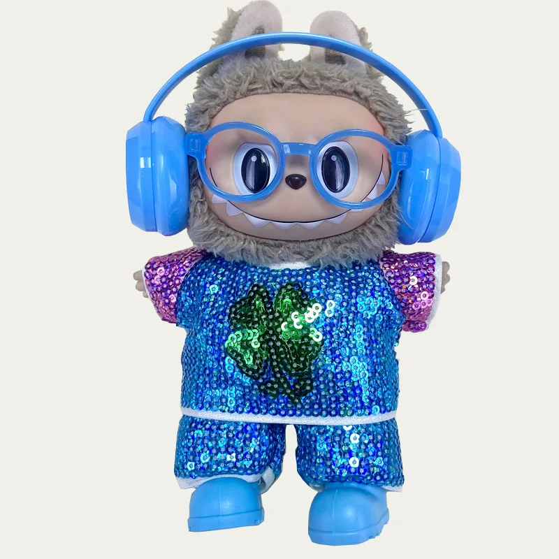 Per vestiti LABUBU Paillettes fatte a mano, top e pantaloni in due pezzi Accessori labubu Cuffie Scarpe Accessori (senza bambole)