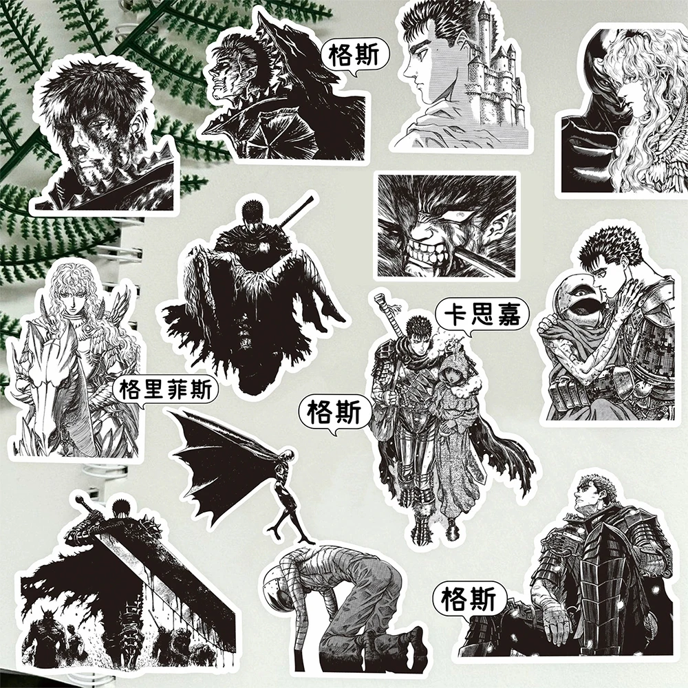 10/30/82pcs Black White Berserk Anime Stickers Guts Casca Decals DIY Laptop Motorcycle Skateboard Phone Car Waterproof Sticker