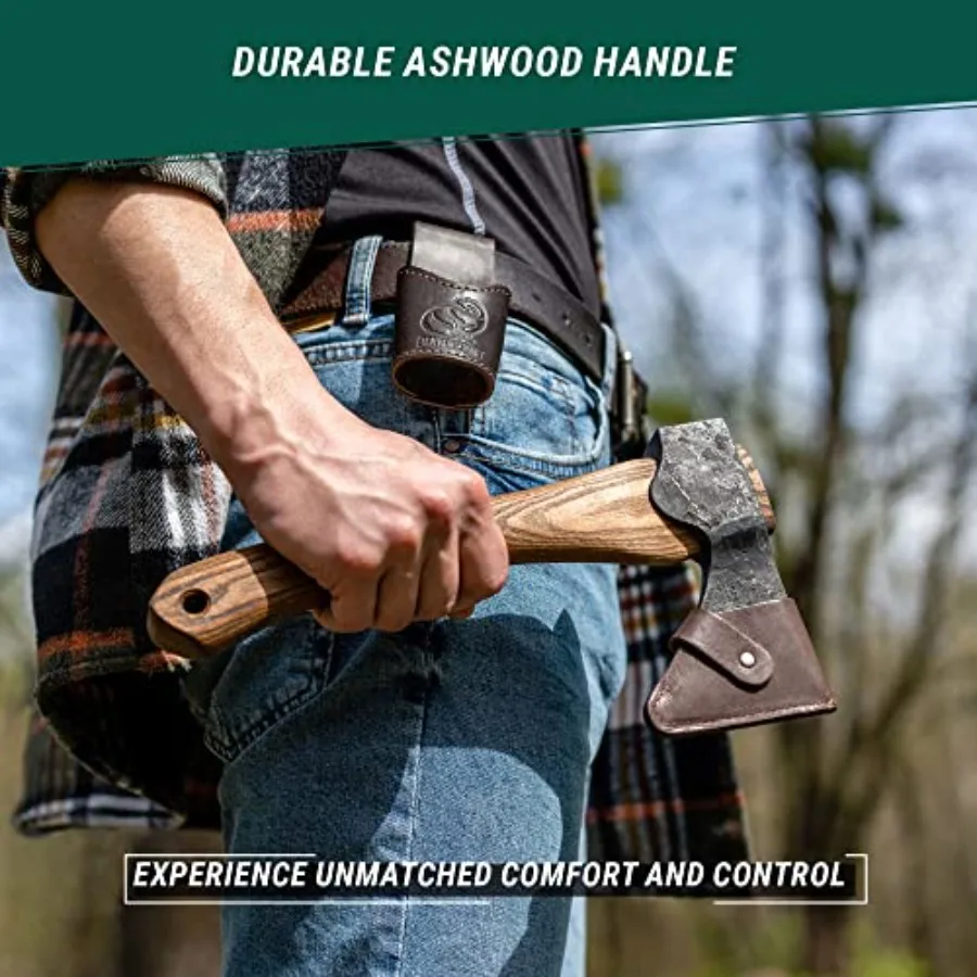 Wood Carving Axe Hatchet with Sheath AX1 - Forged Axes Bushcraft Hatchet for Camping - Small Forest Axe for Chopping, Splitting - view 6