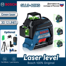 BOSCH 12 linee livello Laser verde livello 3D autolivellante 360 orizzontale e verticale Cross GLL3-60XG strumento di misurazione multifunzionale