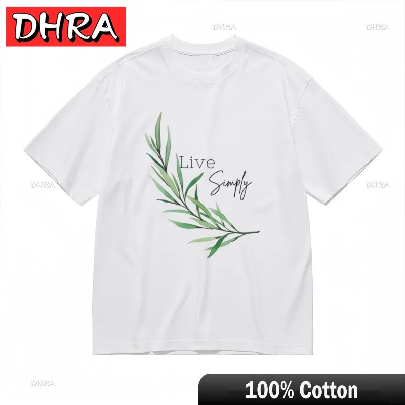 Women's Comfortable Classic T-Shirt Handwritten Live Simply Design White Tee Graphic Edgy Casual Creative Tops Edgy Casual
