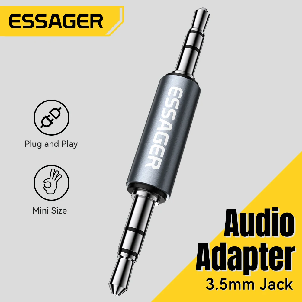 Essager محول الصوت 3.5 مللي متر ذكر إلى ذكر جاك كابل الصوت لأجهزة الكمبيوتر المحمولة سماعة الرأس MP3 المتكلم ستيريو سيارة الصوت تمديد محول