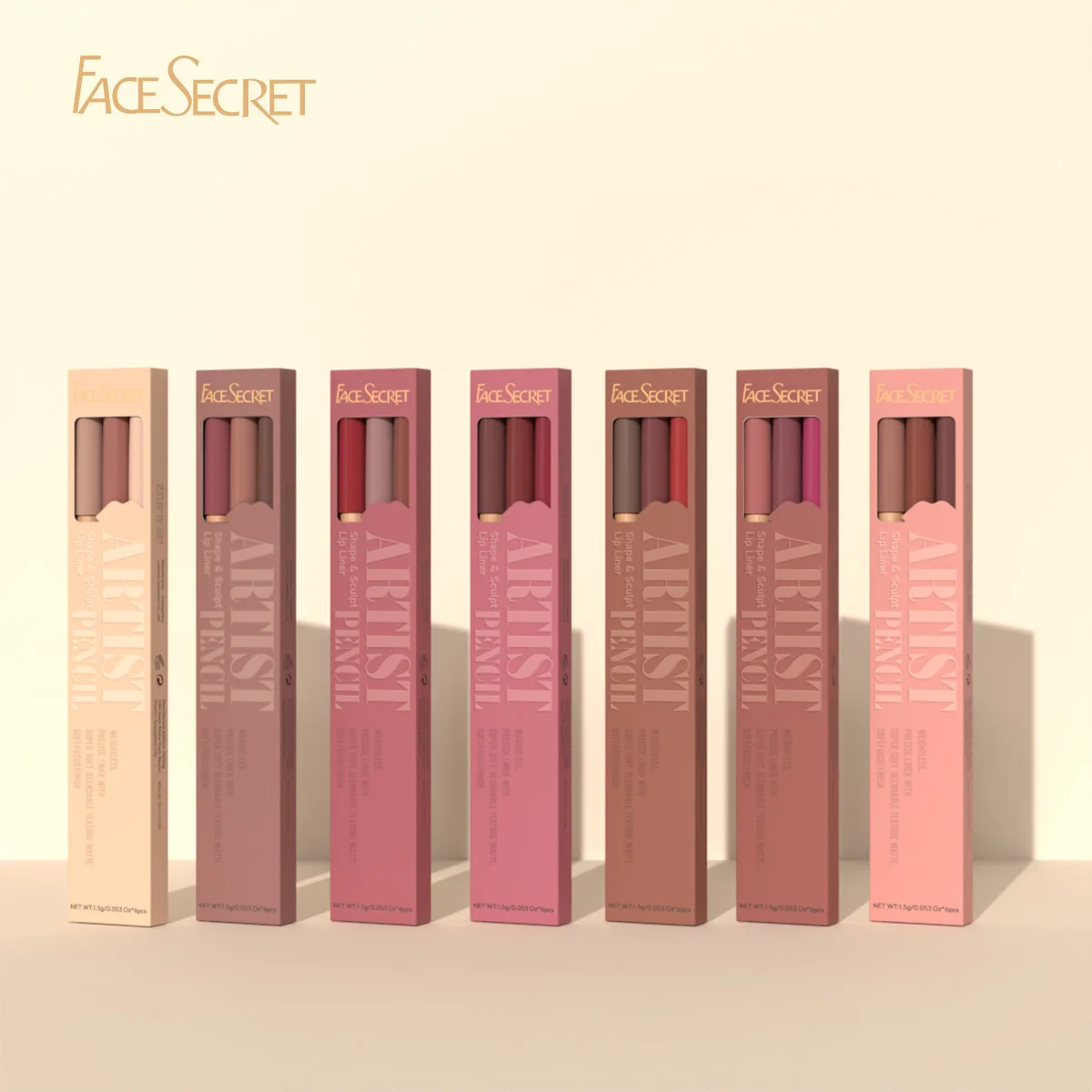 Face Secret 3 ชิ้น Long-Lasting Velvet Lip Liner Matte ลิปสติกกันน้ํา Perfect Gift สําหรับวันคริสต์มาส, Lip Liner Set