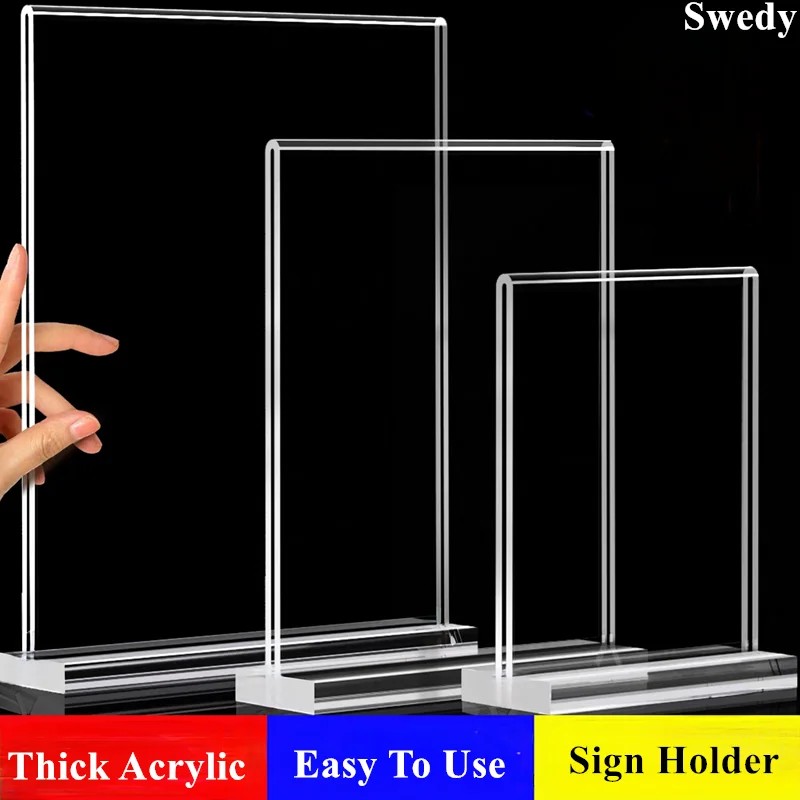 

4 Pieces A5 148X210MM Double Side Acrylic Sign Holder Display Stand Table Menu Holder Stand Price Photo Picture Poster Frame