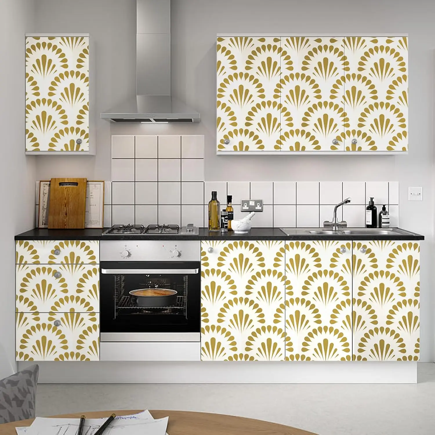 Black/White Modern Wallpaper Decorative Wall Removable Self Adhesive Petal Pattern Geometric Contact Paper PVC sticker