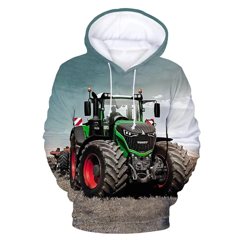 Fashionable New Men's Hoodie Tractor Pattern Printed Casual Thickened Hoodie Large Hoodie Street Fashion Top