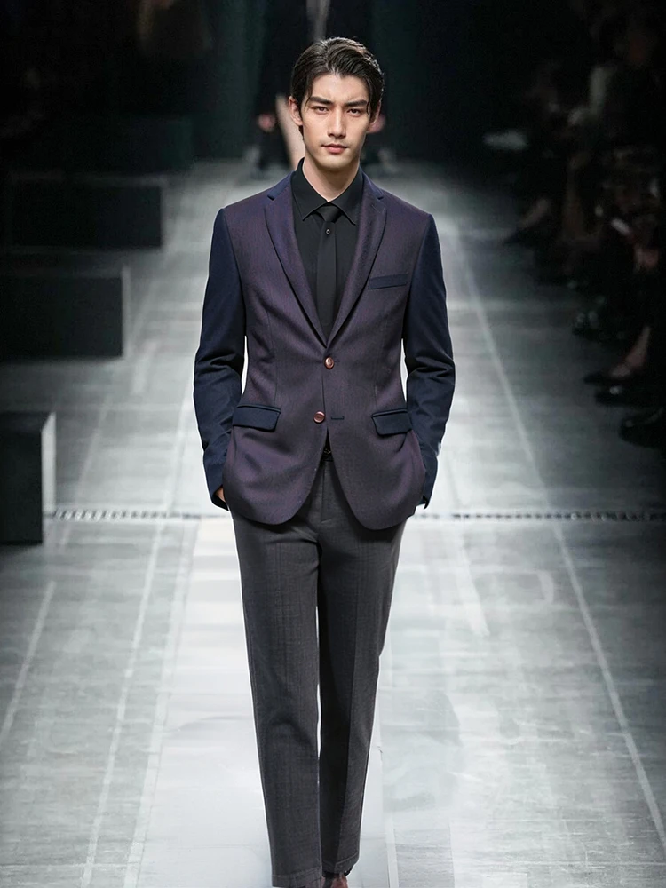 

Мужской шерстяной пиджак для повседневной носки, маленький размер 805, весенняя верхняя одежда, приталенный крой, деловой повседневный стиль, длинный рукав, круглый подол