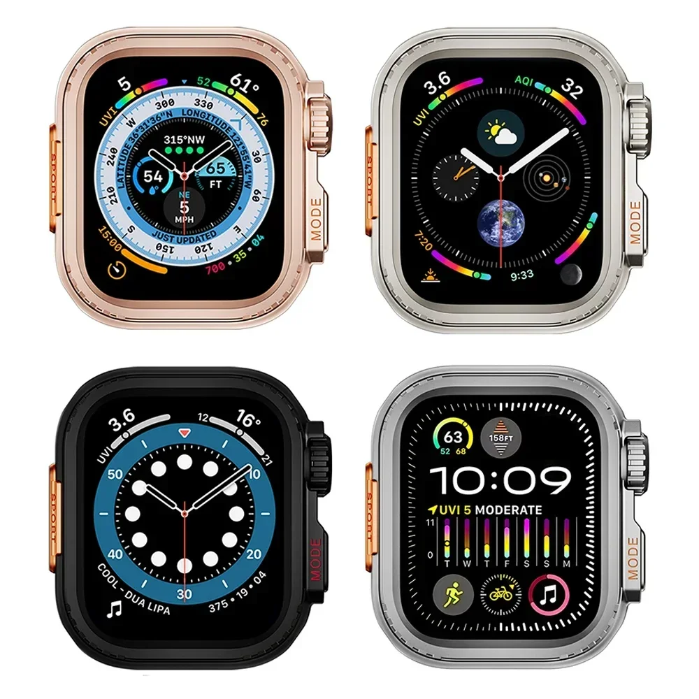 Aluminum Alloy Case for Apple Watch Ultra 3/2 49mm 45mm 44mm Screen Protector Rugged Bumper Cover for Iwatch Series 9 8 7 se 6 5