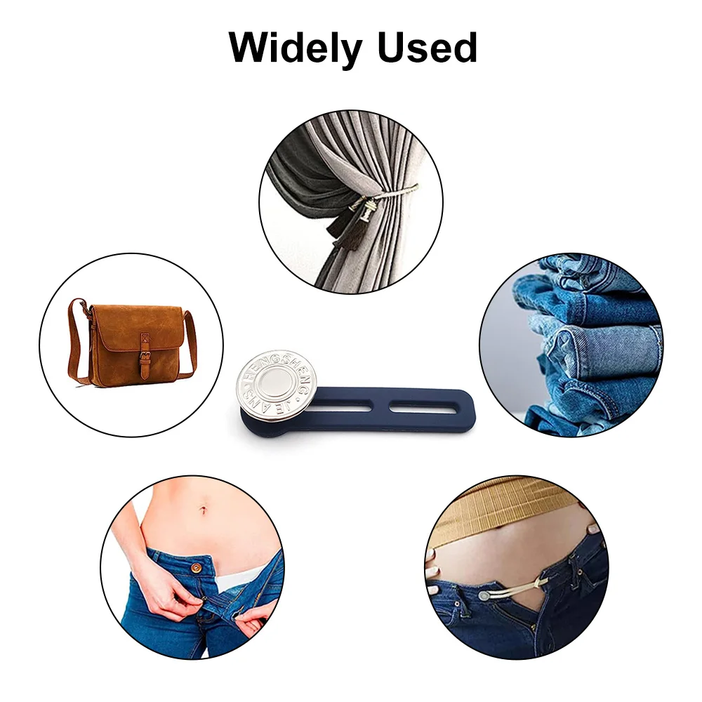1pc Metal Button Extender for Pants Jeans Free Sewing Adjustable Retractable Waist Extenders Button Waistband Expander