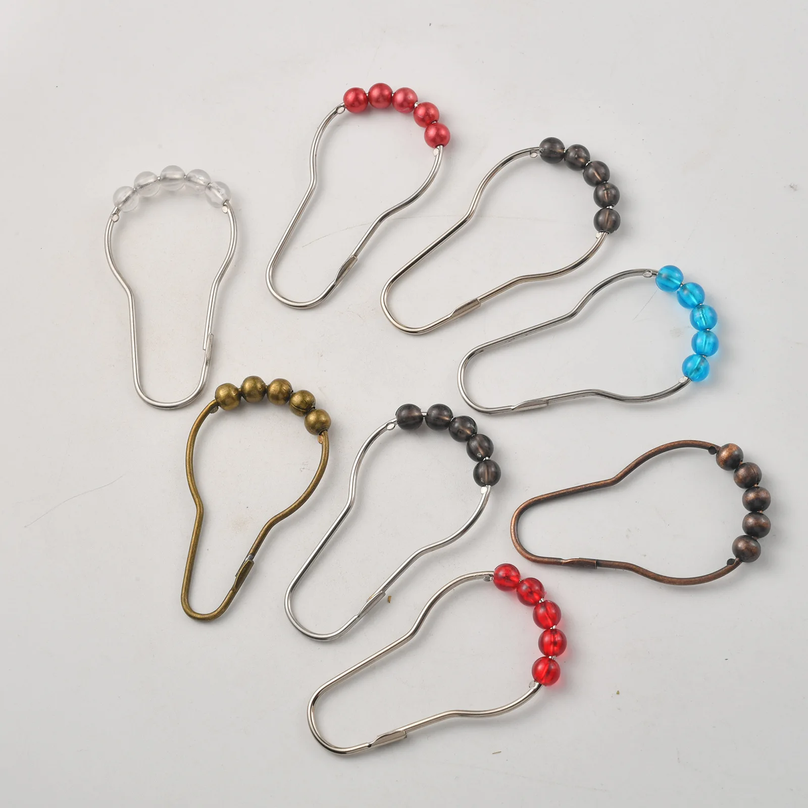 New Chinese shower curtain hook, five-ball ball gourd buckle, shower curtain ring, curtain clip iron material accessories