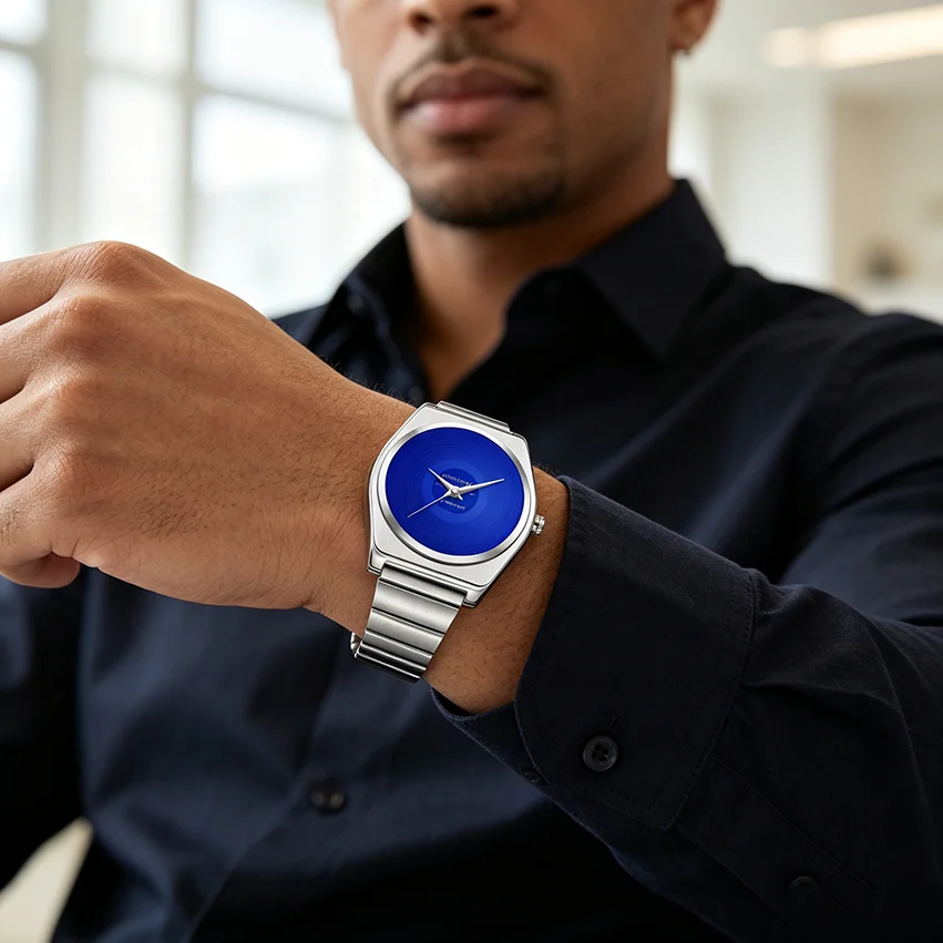 2026 Men's Quartz Watch with Round Dial Design Personalized Graffiti Digital Patterns Simple Yet Retro Fashionable High-End Men