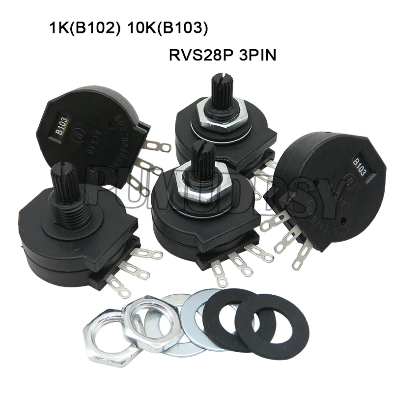 5PCS RVS28 B102 3pin 6pin ไฟฟ้าเครื่อง Potentiometer RVS28P-B102 RVS28P-B103 2W 1K 10K เครื่องเชื่อมอะไหล่