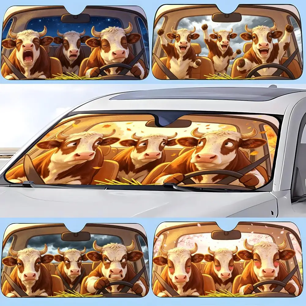 

Cows driving Sun Visor Car sunshades, windshield sun visors, sun protection sunshades, novel car gifts.