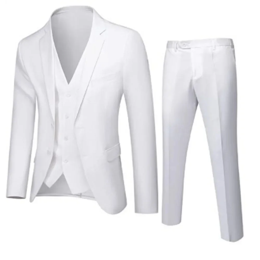 

XS-6XL Костюм (пиджак + жилет + брюки) Модный деловой костюм джентльмена в итальянском стиле Тонкий однотонный профессиональный костюм для свадьбы жениха