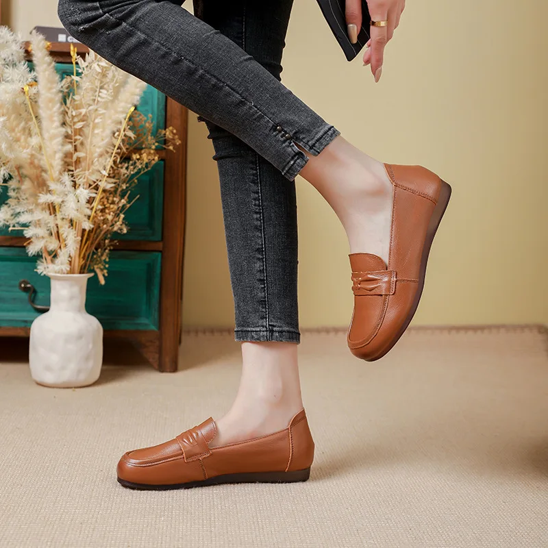 2024 Summer Autumn Women Moccasins Shoes Genuine Leather Women Flat Shoes Casual Loafers Slip On Driving shoes