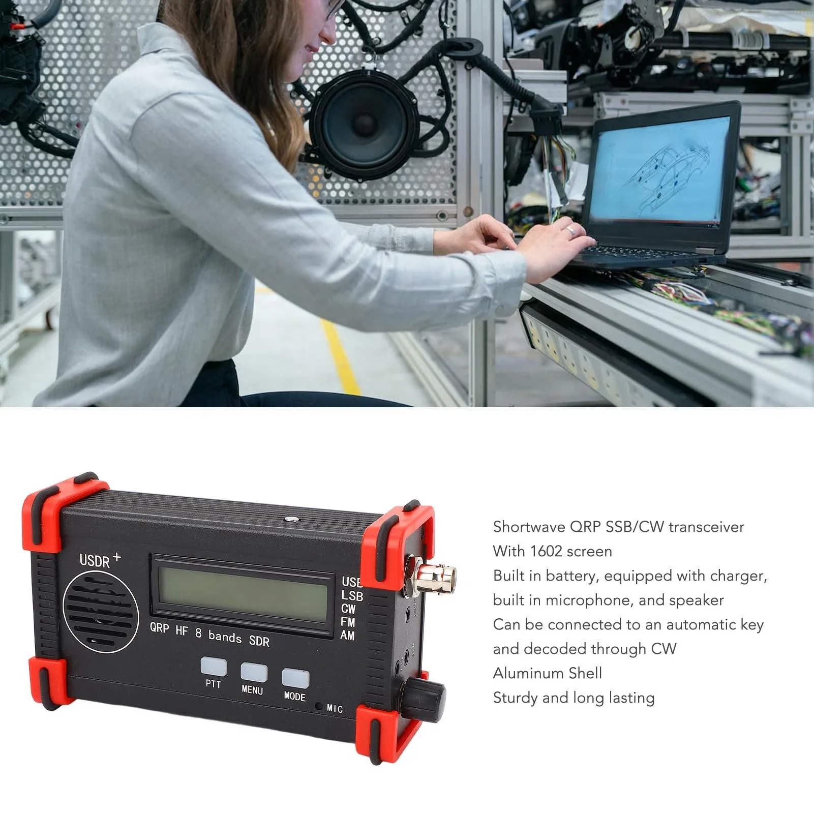8 Band Shortwave Defined Radio Transceiver Shortwave USDX USDR HF QRP SSB CW SDR Transceiver AM FM Full Mode Radio Transceiver